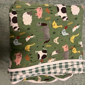Little Sleepies Cloud Blanket Green Farm Animals